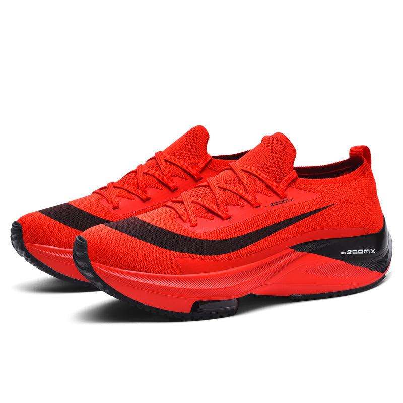 Unisex performance running shoe with sock-like knitted shaft, visible air cushioning, and responsive midsole Mune Fashion
