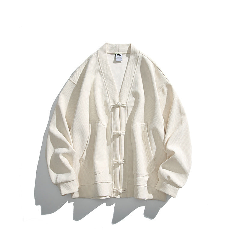 Men's loose-fitting kimono jacket in Hanfu style with drawstring closures and patch pockets Mune Fashion