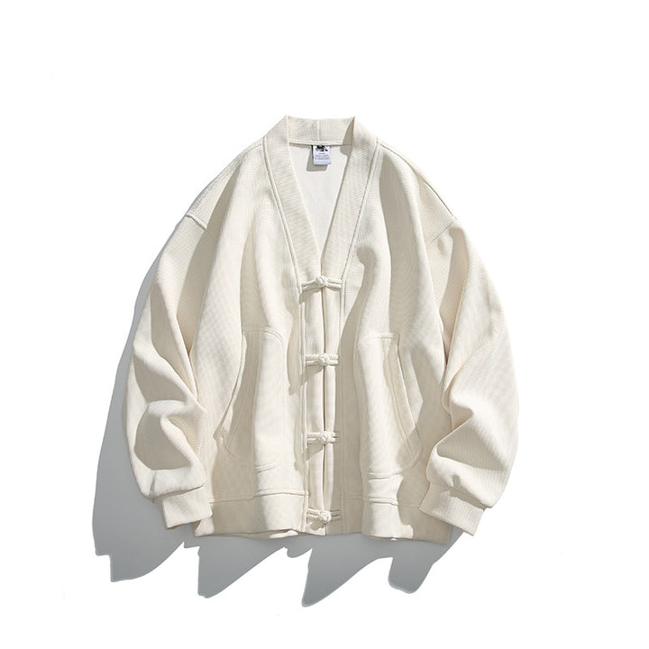 Men's loose-fitting kimono jacket in Hanfu style with drawstring closures and patch pockets Mune Fashion