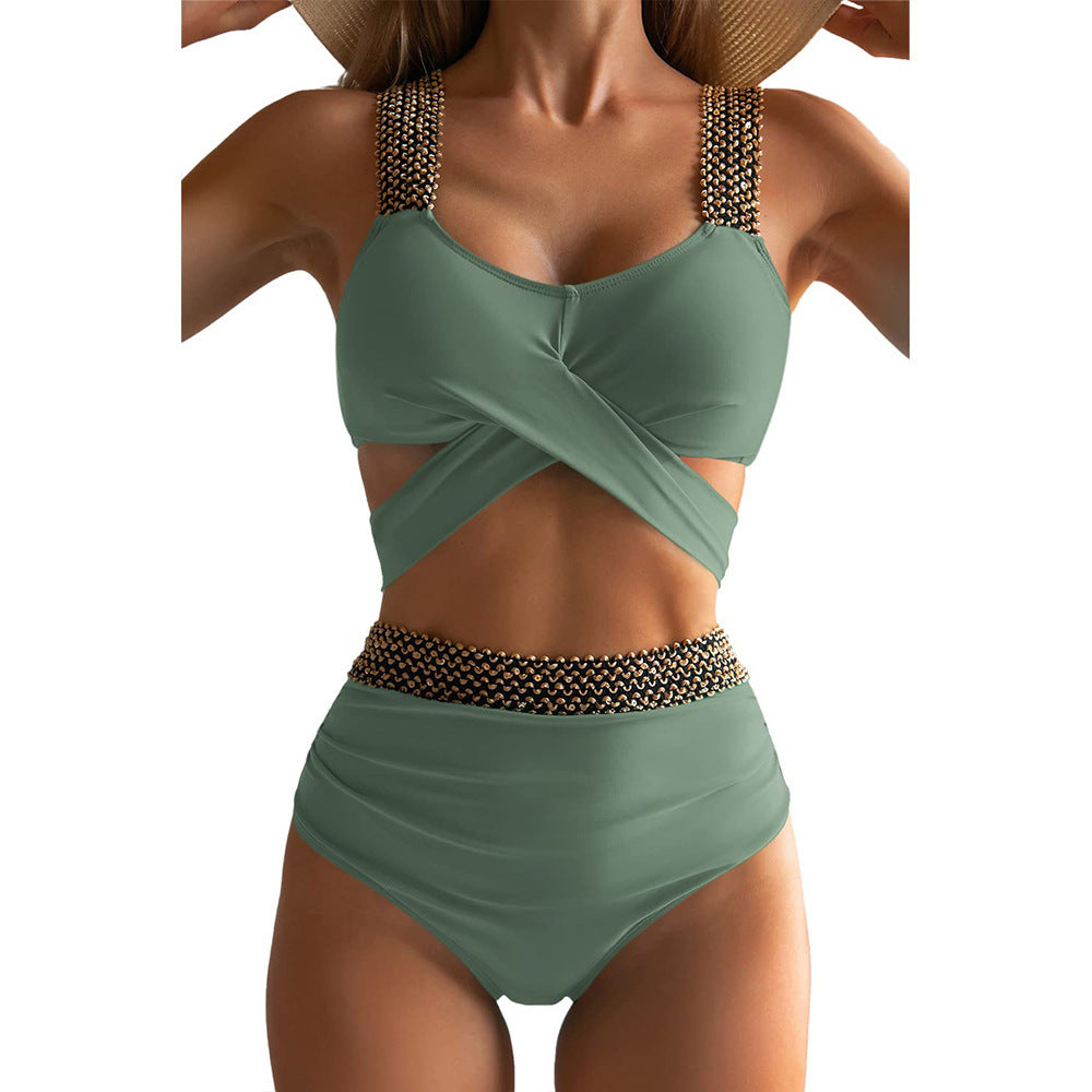 Women's High-Cut Bikini Suit with Glamorous Details Mune Fashion