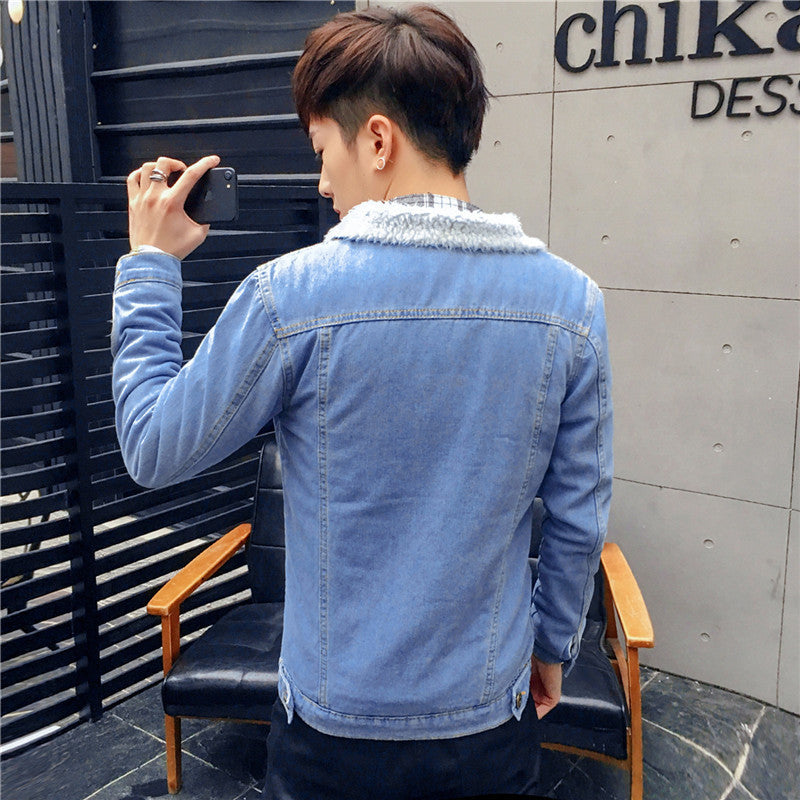 Men's Fashionable Denim Jacket with Fleece Lining Mune Fashion