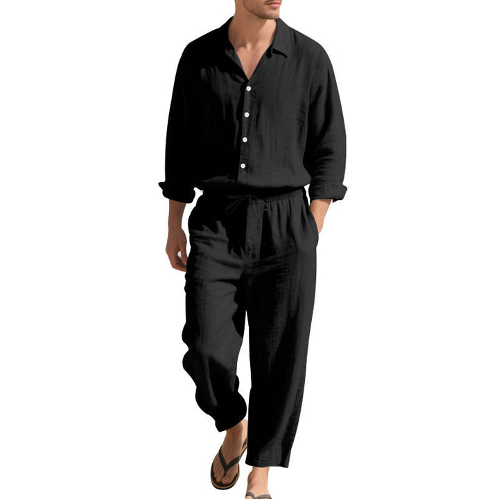 Men's Casual Linen Suit with Elastic Waistband and Comfort Fit Mune Fashion