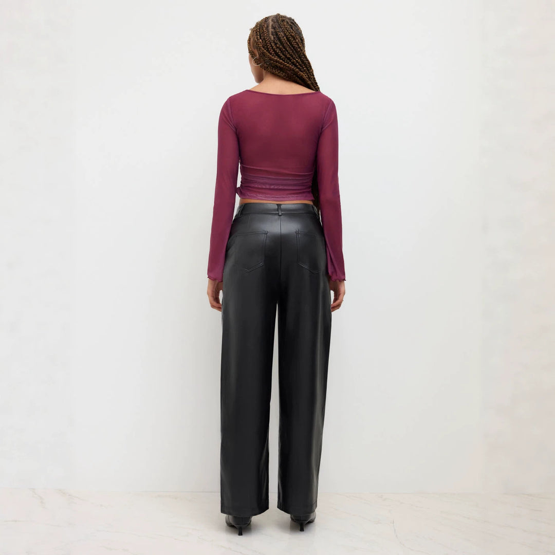 Women's Elegant Faux Leather Pants Mune Fashion