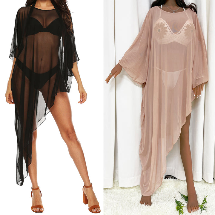 Women's transparent beach cover-up with elegant sleeves Mune Fashion