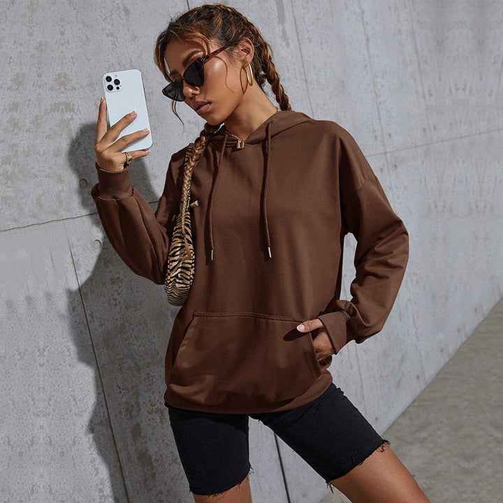 Women's Oversized Hoodie with Kangaroo Pocket and Elastic Hem Mune Fashion