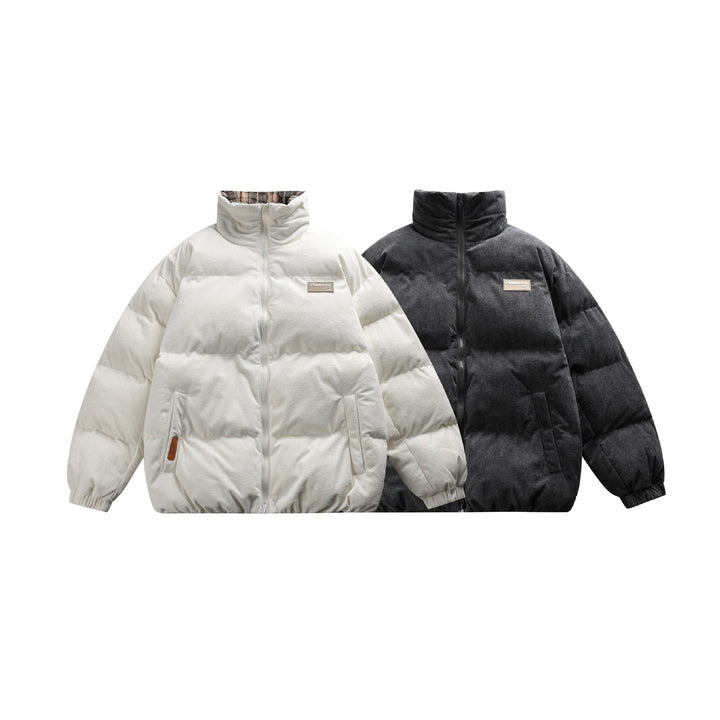 Unisex Boxy quilted short jacket with high funnel collar and teddy fleece look Mune Fashion