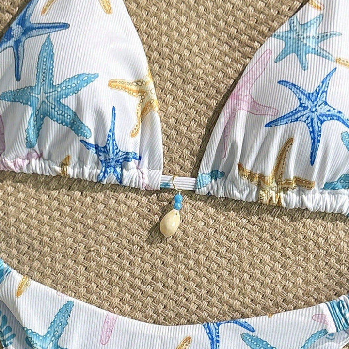 Women's Triangle Bikini with Maritime Star Pattern Mune Fashion