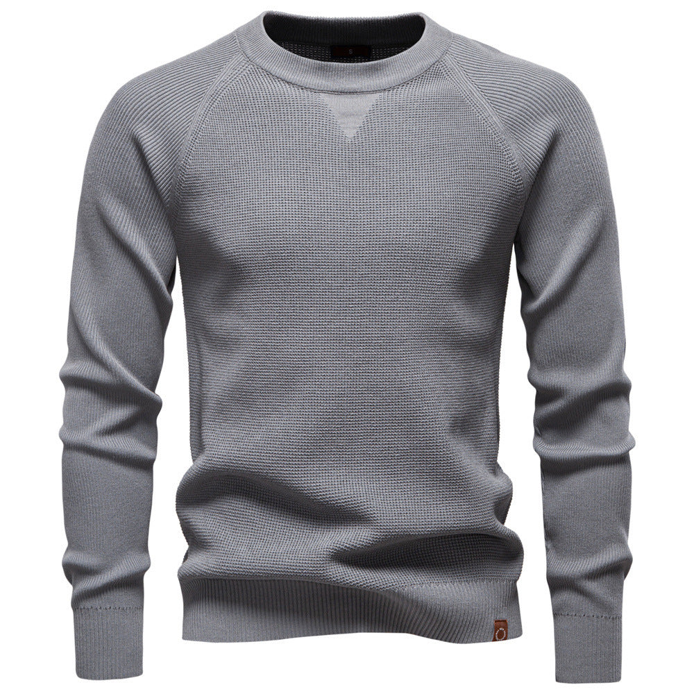 Men's medium thickness textured knit sweater with raglan sleeves and ribbed cuffs Mune Fashion
