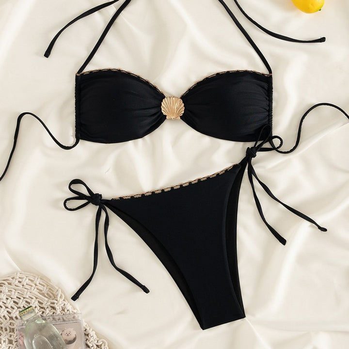 Ladies Elegant Bikini with Golden Accents Mune Fashion