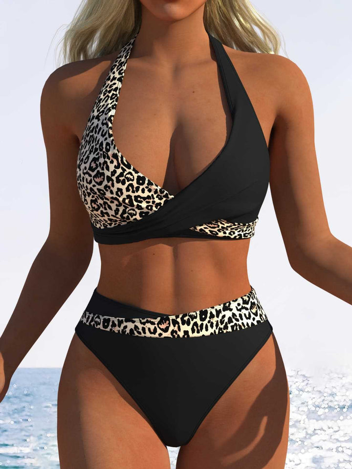 Ladies High-Cut Bikini Set with Fashionable Wrap Top and Elastic Waist Mune Fashion