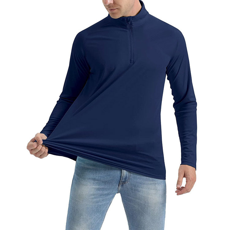 Men's Sporty Long Sleeve Hoodie with Half Zipper