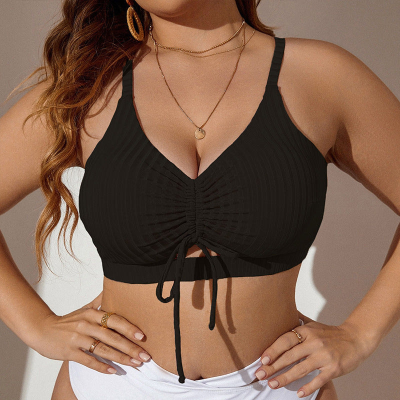 Women's Crop Top Bikini Top with Ruffle Details and Adjustable Straps Mune Fashion