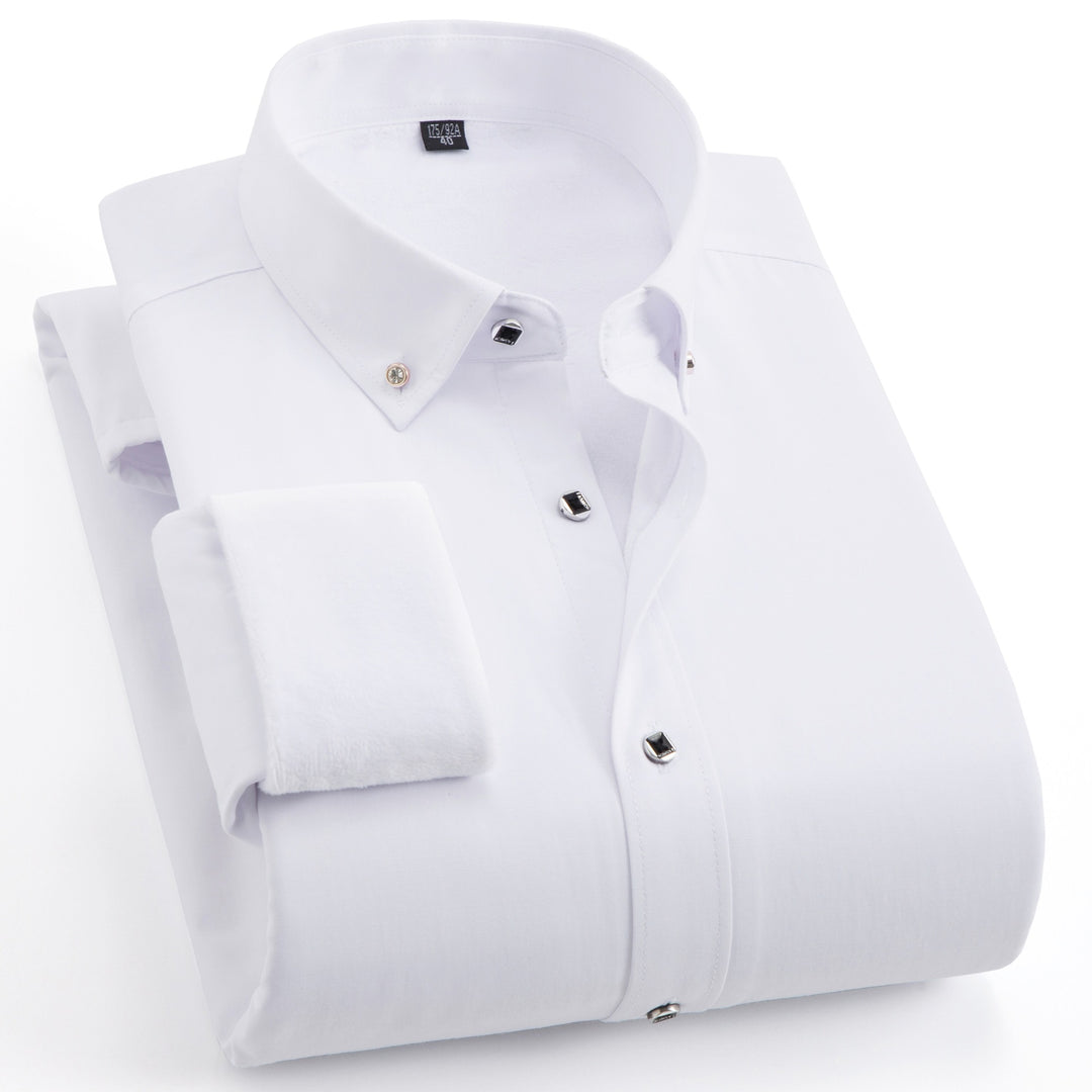 Men's Padded Business Shirt with Thermofleece Inner Side and Button-Down Collar Mune Fashion