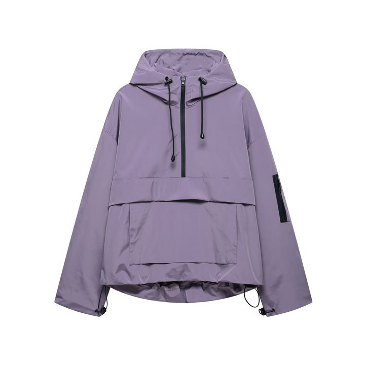 Women's nan windproof oversized anorak with half zip, kangaroo pocket, and adjustable hood Mune Fashion
