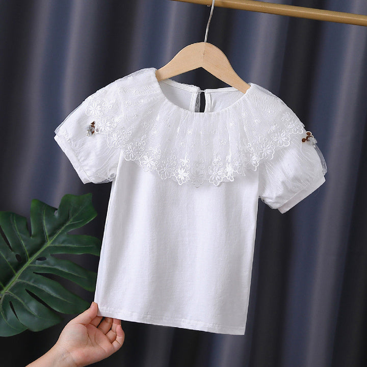 Girls T-Shirt with elegant lace trim Mune Fashion