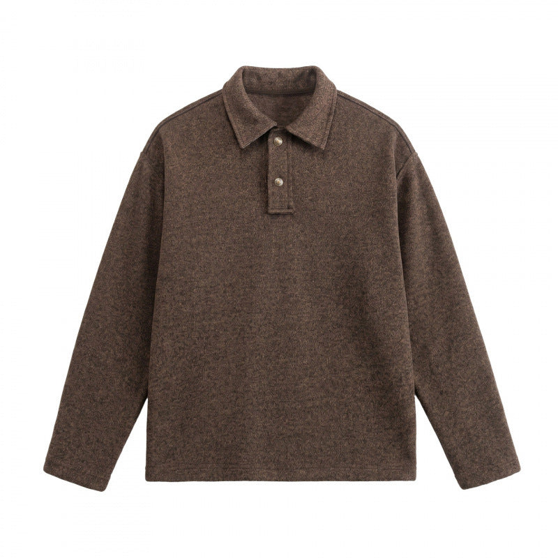 Unisex Boxy Polo Sweater made of wool blend with Henley button placket and straight hem Mune Fashion