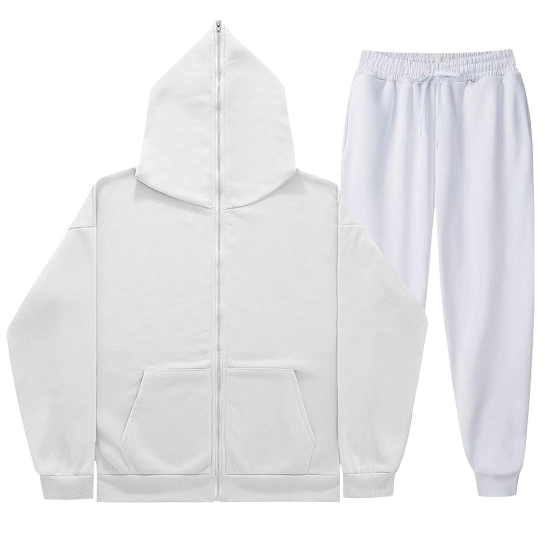 Unisex-light French Terry Zip Hoodie and tapered Jogging Pants set with raglan sleeves, kangaroo pocket, and elastic comfort waistband Mune Fashion