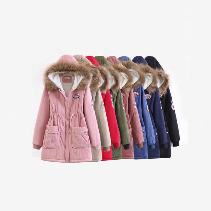 Women's Long Utility Parka with Teddy Lining, Hood with Faux Fur and Drawstring Mune Fashion