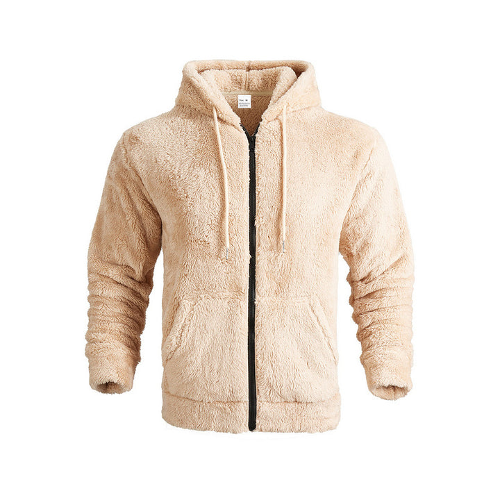 Men's cozy Sherpa hoodie jacket with full zip and kangaroo pockets Mune Fashion