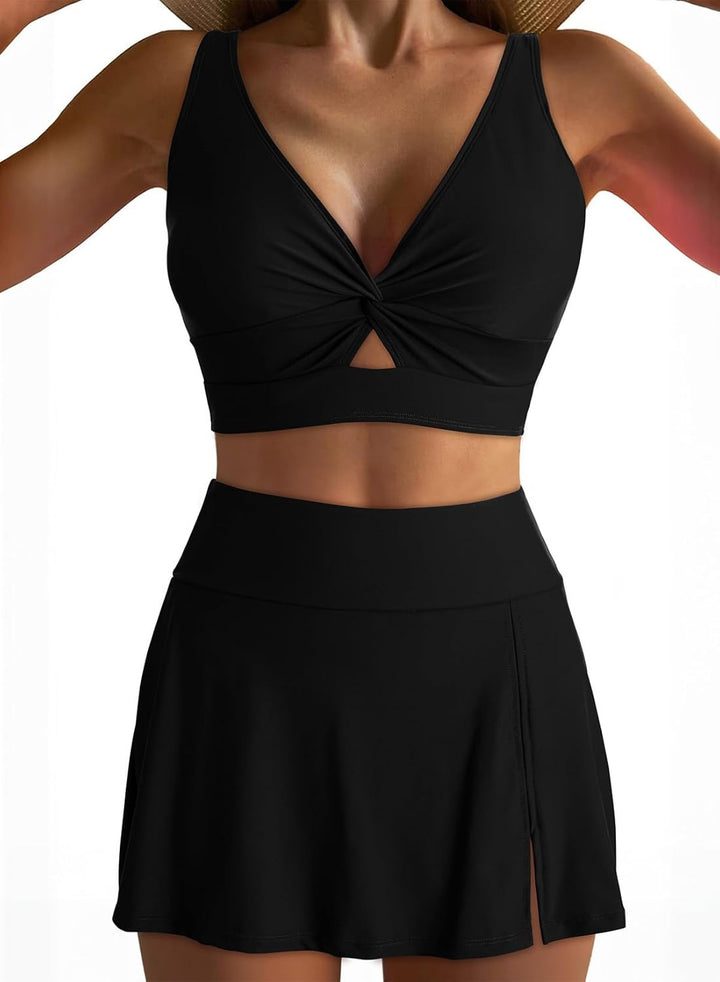 Ladies sporty bikini set with fashionable wrap top and elastic shorts Mune Fashion