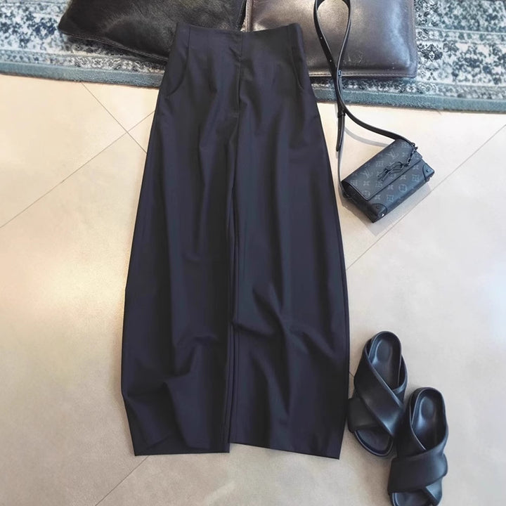 Women High-waisted wide Palazzo culottes with pressed crease and side pockets Mune Fashion