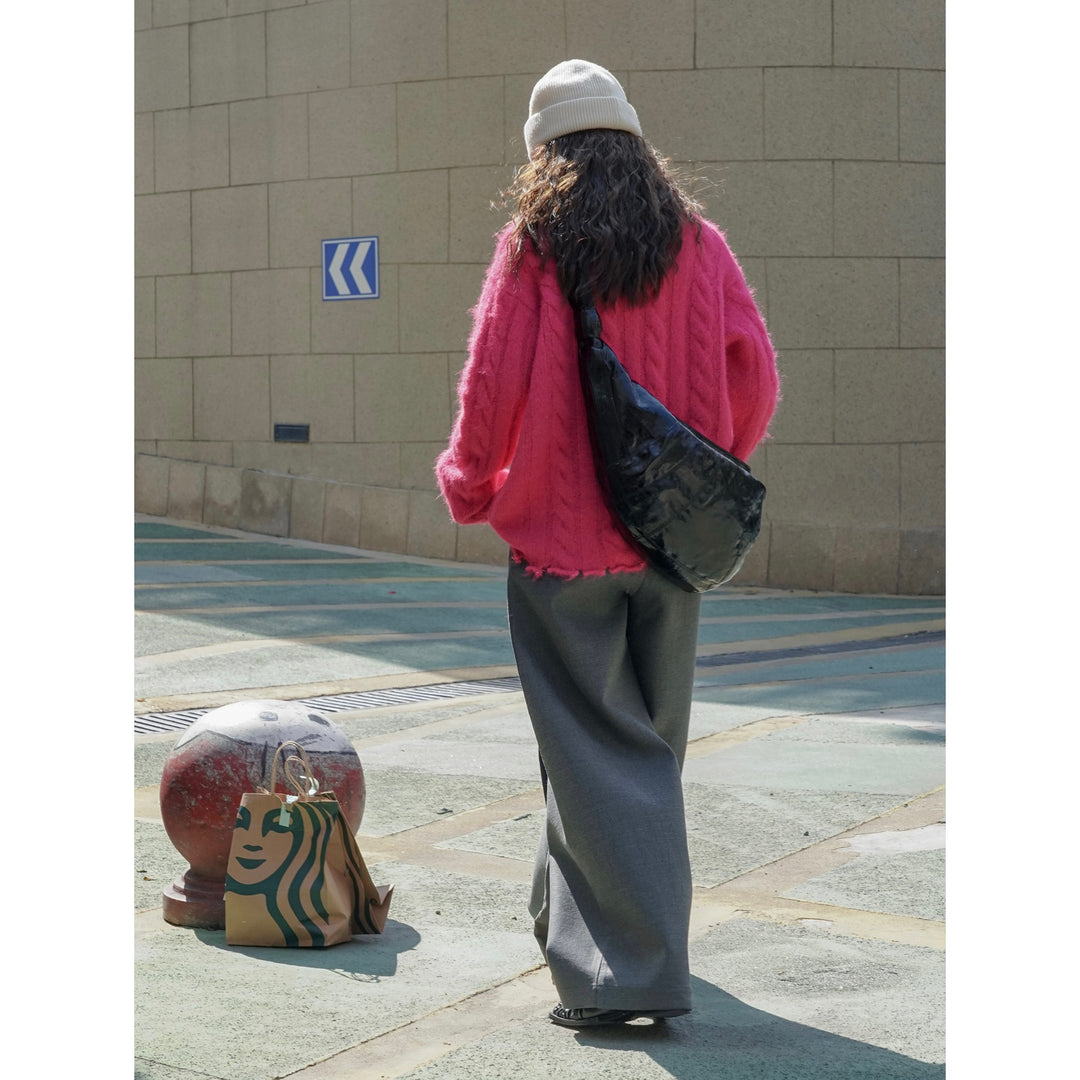 Women's Oversized Mohair-Optic Sweater with Fluffy Texture and Relaxed Silhouette Mune Fashion
