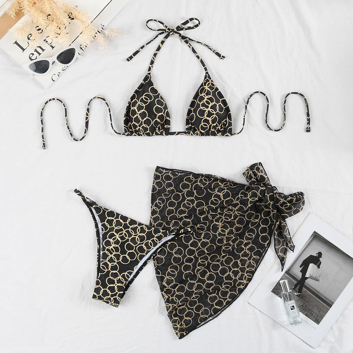 Women's bikini set with trendy check pattern and playful wrap skirt Mune Fashion