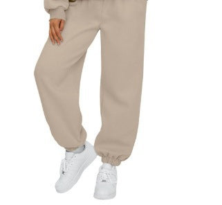 Women's casual jogging pants with high waistband, elastic ankle cuffs, and soft fleece lining Mune Fashion