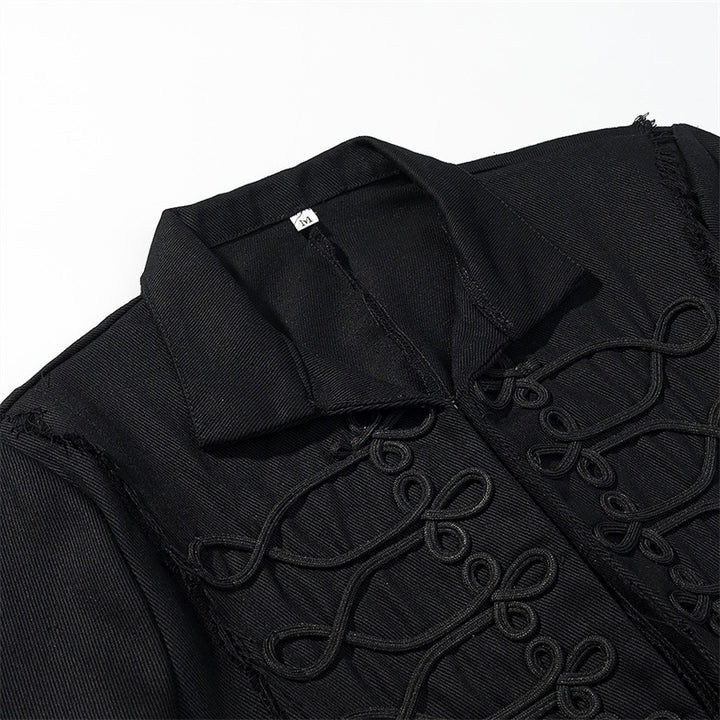 Women Cropped Military Inspired Jacket with Braid Application and Fringed Hem Mune Fashion