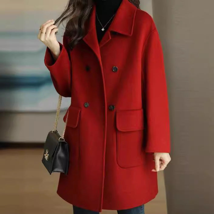 Women's Double-Breasted Wool Coat Mune