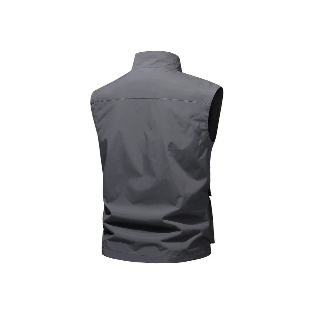 Men's Travel Performance Vest with High Collar, Water-Repellent Microfiber and Multiple Pockets Mune Fashion