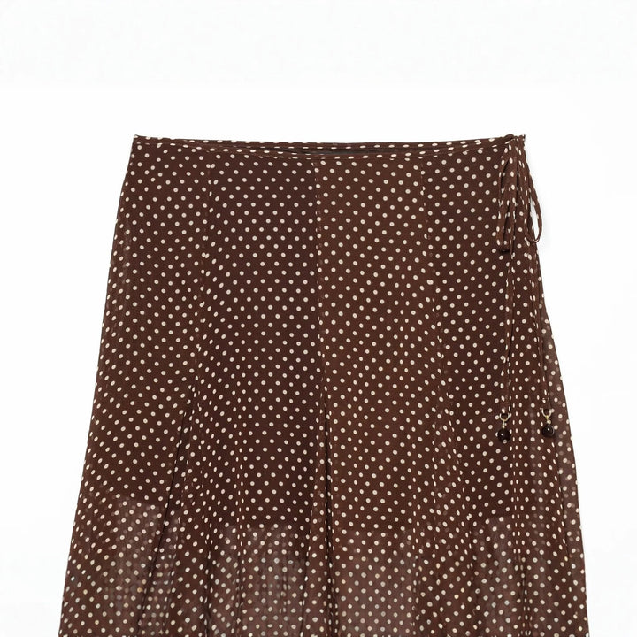 Women's wrap midi skirt made of flowing viscose look with polka dot print Mune Fashion