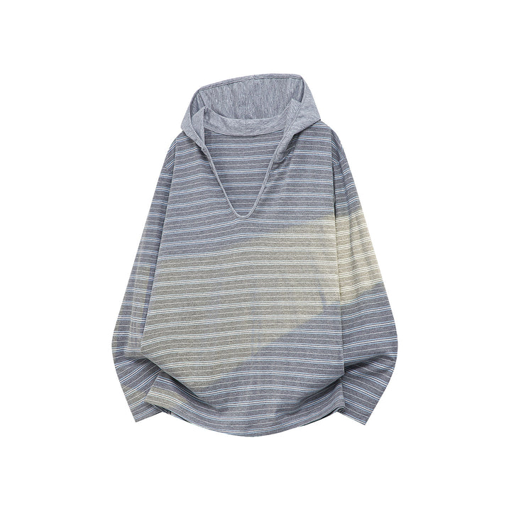 Unisex Oversize Hoodie with deep V-neck and fine striped pattern Mune Fashion