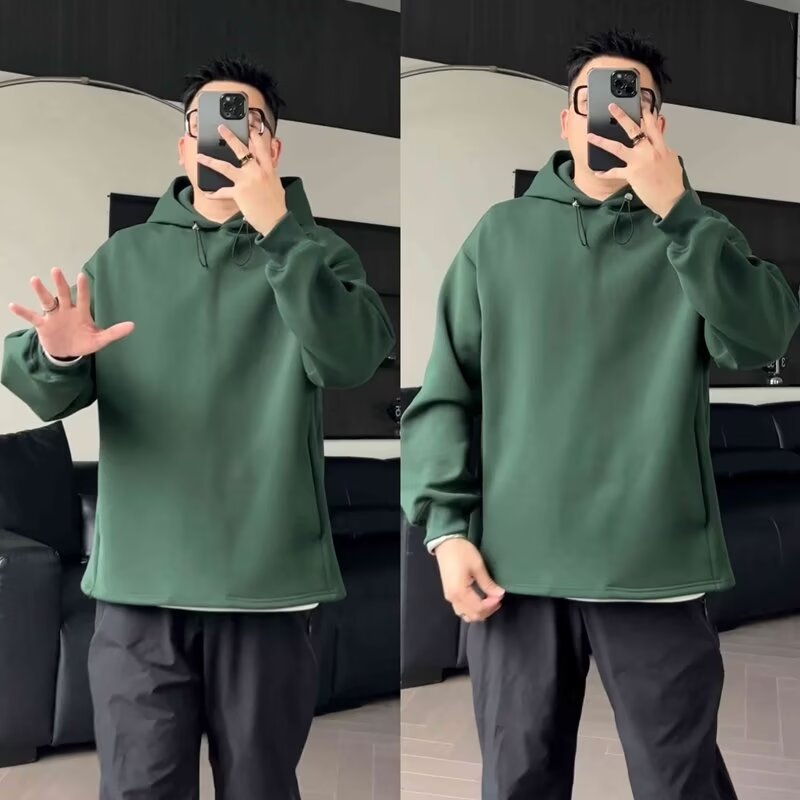 Men's Oversized Hoodie with Dropped Shoulder, Heavy Cotton Blend and Minimalist Silhouette Mune Fashion