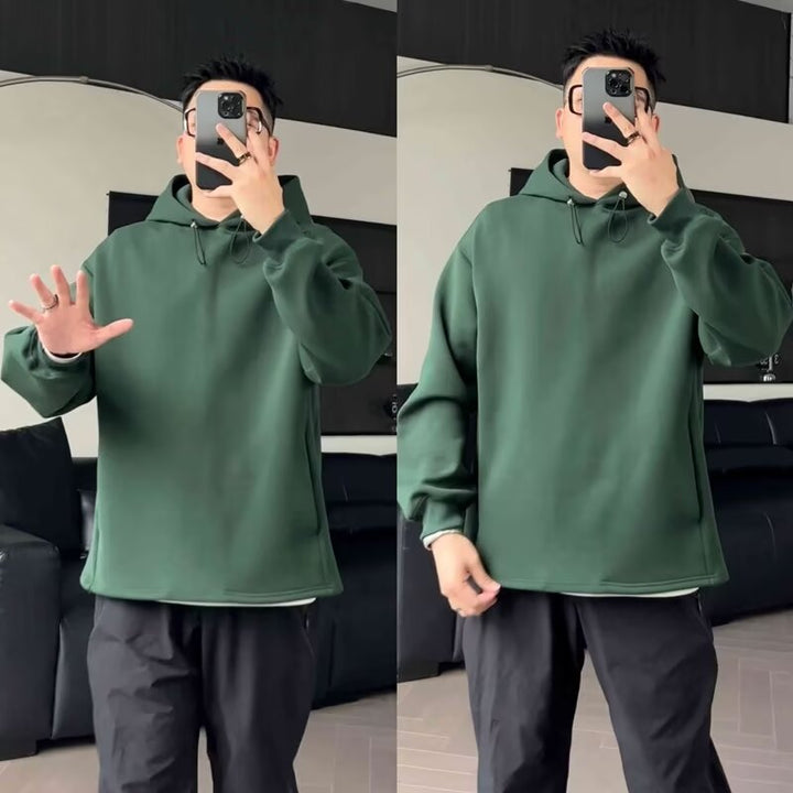Men's Oversized Hoodie with Dropped Shoulder, Heavy Cotton Blend and Minimalist Silhouette Mune Fashion