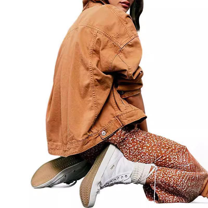 Women's casual denim jacket in oversized style with decorative fringes Mune Fashion