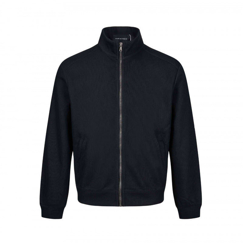Men's Lightweight Cotton Sweat Zip with High Stand-up Collar and Ribbed Cuffs Mune Fashion