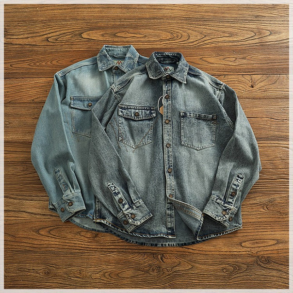 Men's Denim Shirt Jacket with Chest Pockets Mune Fashion