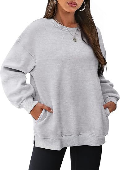 Women’s casual oversized sweatshirt with side pockets, ribbed hem, and dropped shoulder Mune Fashion