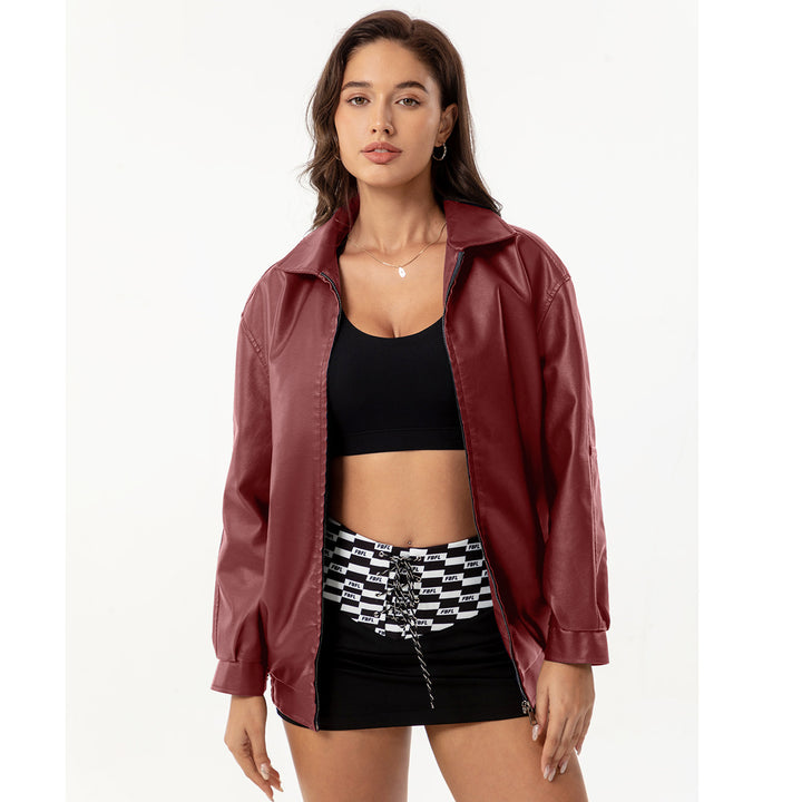 Women nan light satin bomber jacket with zipper and loose fit Mune Fashion