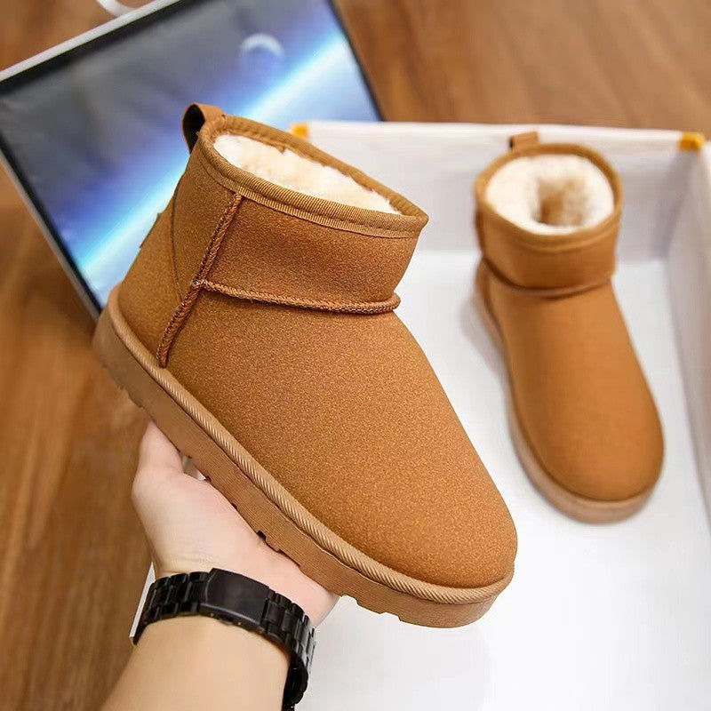 Women Lined Short-Ankle Boots made of Velour Imitation with Teddy Lining and Cushioning Platform Sole Mune Fashion