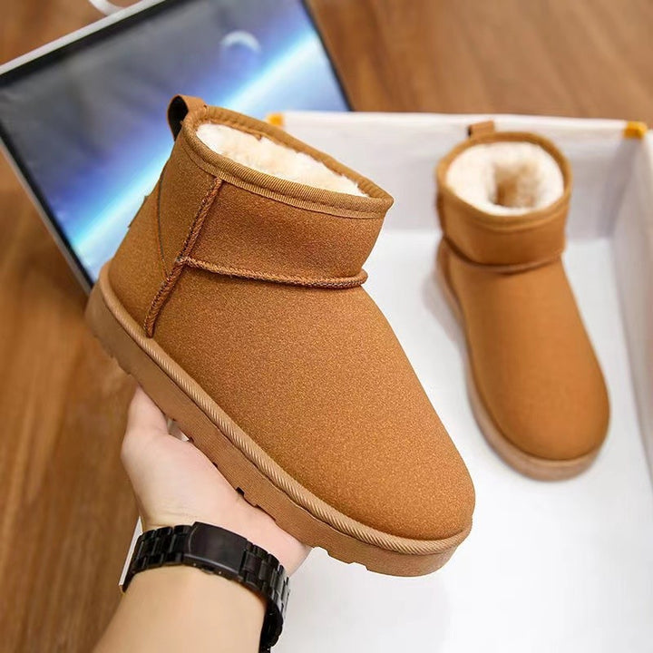 Women Lined Short-Ankle Boots made of Velour Imitation with Teddy Lining and Cushioning Platform Sole Mune Fashion