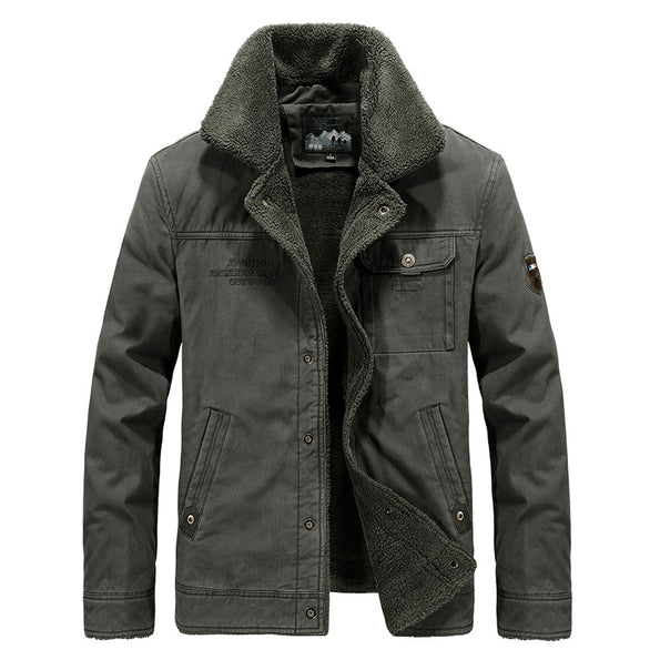 Men's padded canvas field jacket with teddy lining and classic stand-up collar Mune Fashion