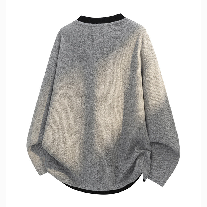Men's Oversize Henley Sweatshirt with Waffle Texture & Button Placket Mune Fashion