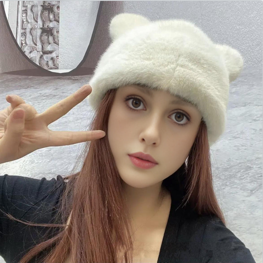 Ladies Cozy Hat with Bear Ears made of high-quality Faux Fur Mune Fashion