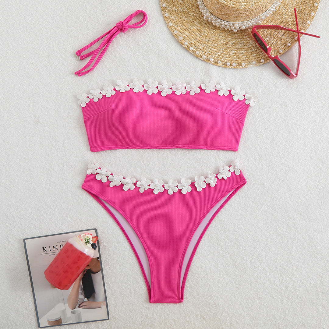 Women's bandeau bikini with floral accents Mune Fashion