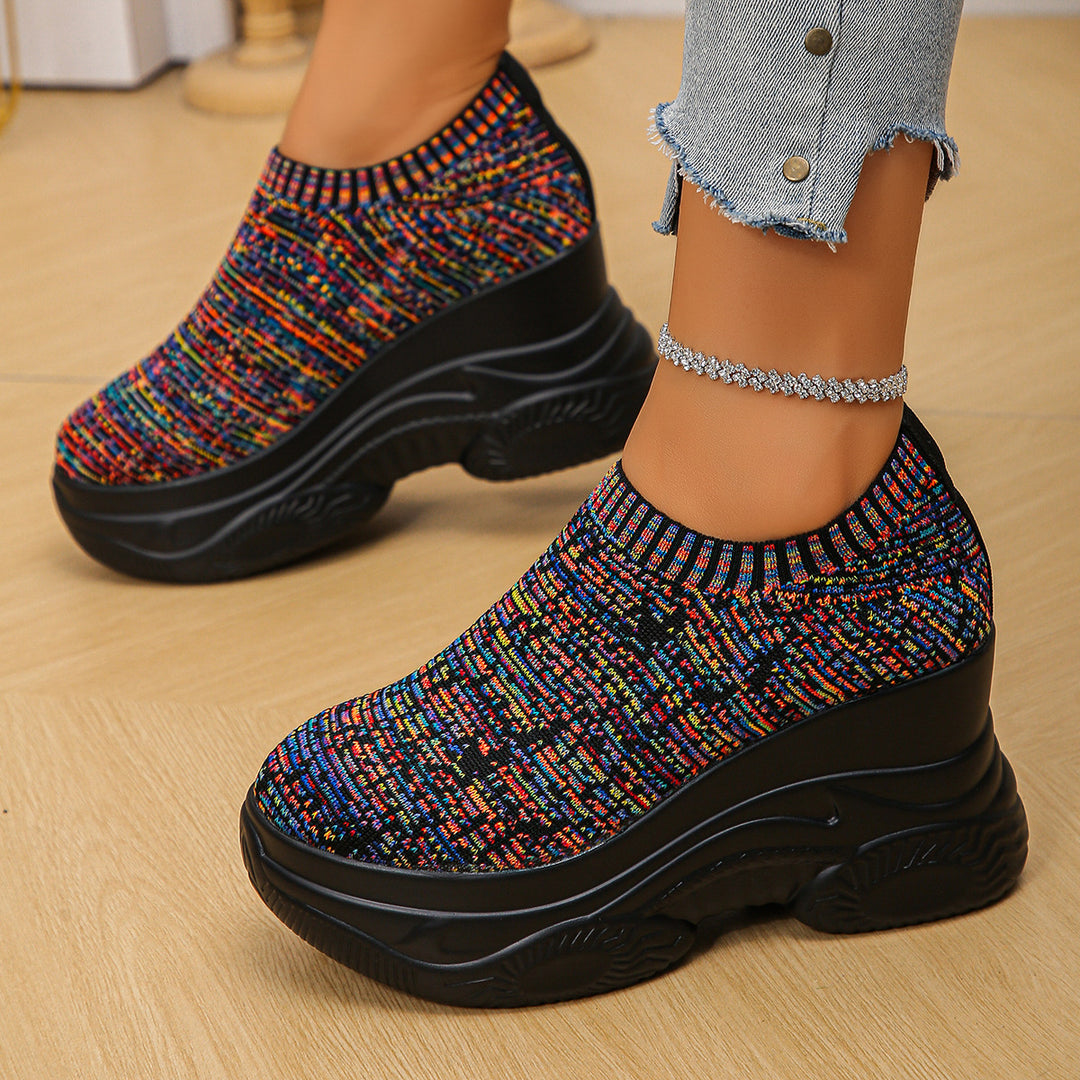 Women's Knit Sock Sneaker with High Platform and Non-Slip Profile Sole Mune Fashion
