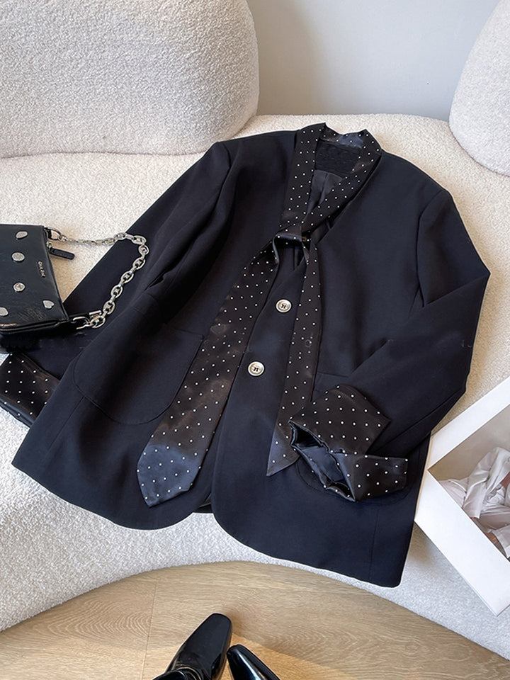 Ladies Stylish Blazer with Integrated Scarf Mune Fashion