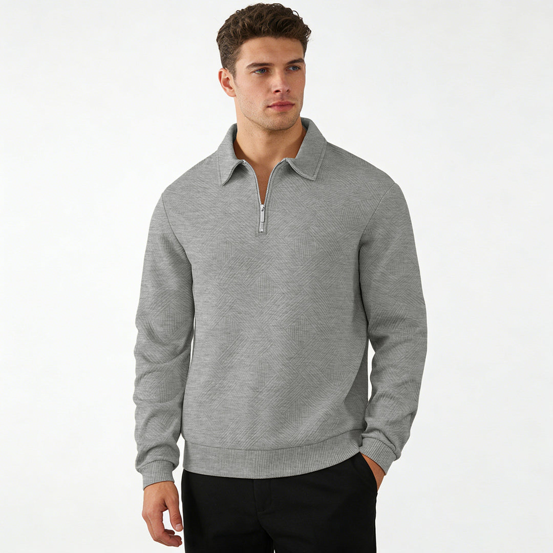 Men's Structured Half-Zip Sweater with Collar and Ribbed Cuffs Mune Fashion