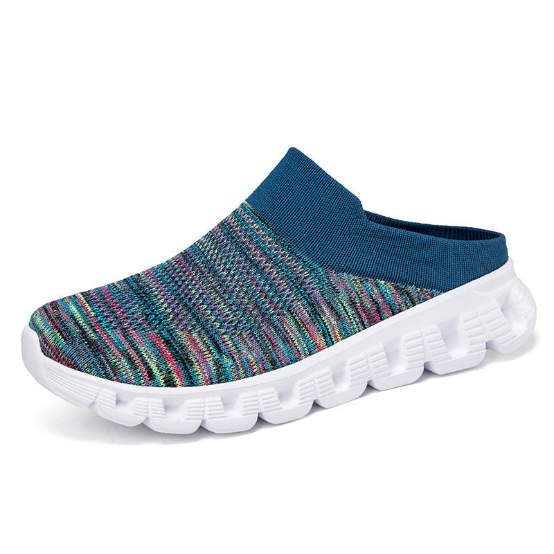 Unisex nan lighter travel slip-on mule with perforated air chamber sole and sock-like knitted shaft Mune Fashion